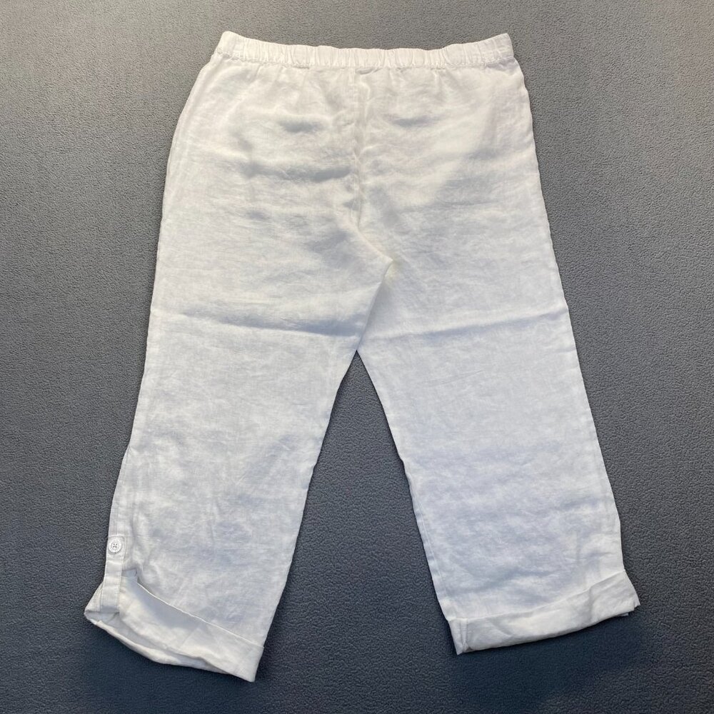 Ellen Tracy Company‎ White 100% Linen Wide Leg Pull on Pants Womens Size XLarge - Picture 8 of 12